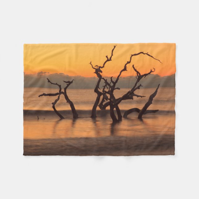 Driftwood Beach at Sunrise Jekyll Island Georgia Fleece Blanket (Front (Horizontal))
