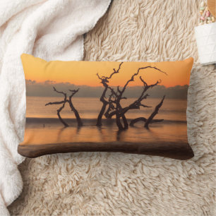 Driftwood Beach at Sunrise Jekyll Island Georgia Lumbar Cushion