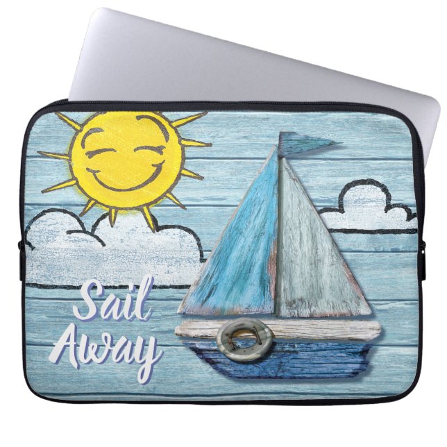 Driftwood Beach design Yacht 13" Laptop Sleeve. Sleeve (Front)