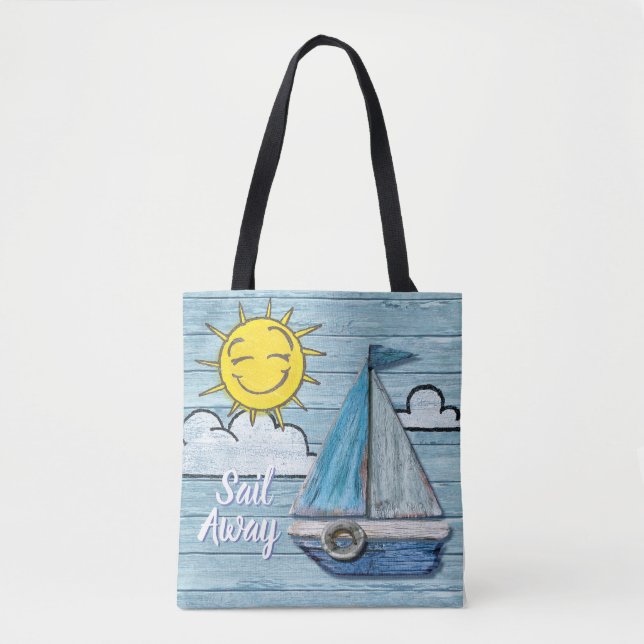 Driftwood Beach design Yacht tote bag. (Front)