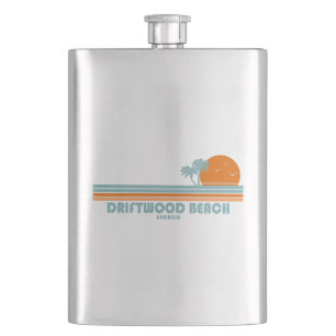 Driftwood Beach Georgia Sun Palm Trees Hip Flask