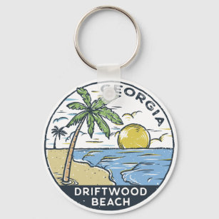 Driftwood Beach Georgia Vintage  Key Ring