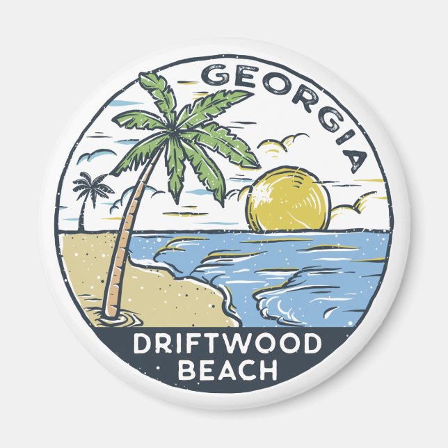 Driftwood Beach Georgia Vintage Magnet (Front)