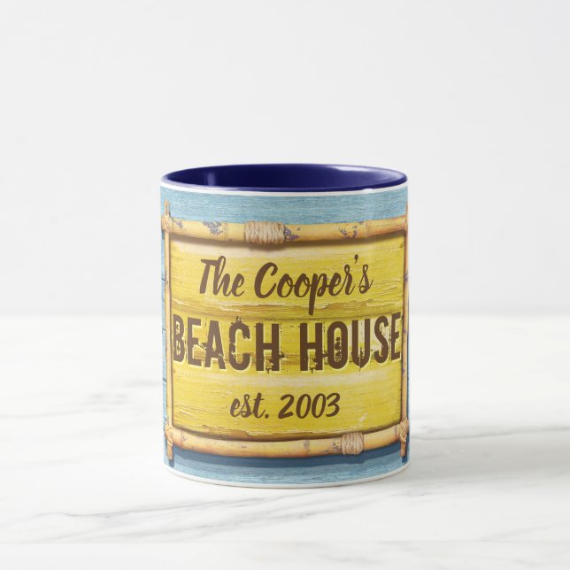 Driftwood Beach House family sign coffee mug. Mug (Center)