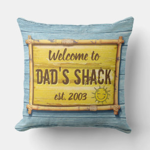 Driftwood Beach House sign square cushion. Cushion