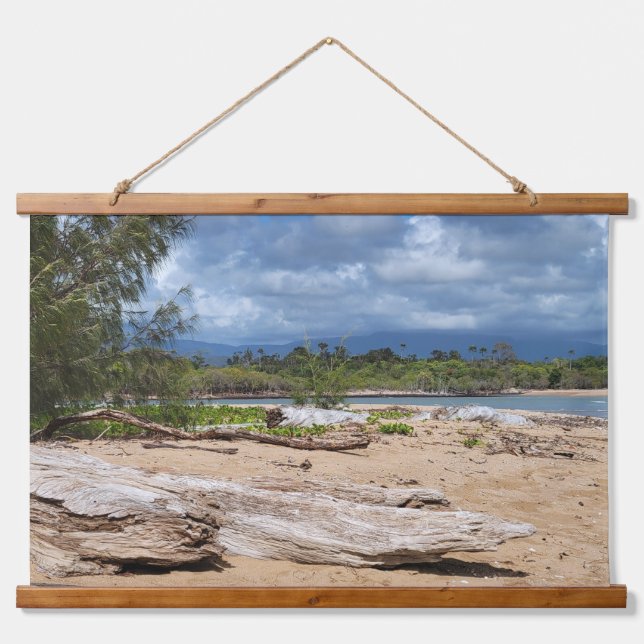 Driftwood Beach Scene Hanging Tapestry (Front)
