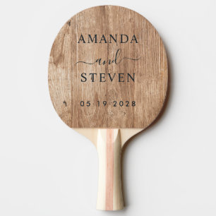 Driftwood Boards Couple Names with Wedding Date Ping Pong Paddle