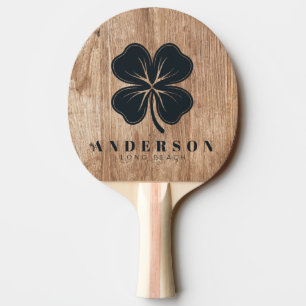 Driftwood Boards Four Leaf Clover with Name Ping Pong Paddle