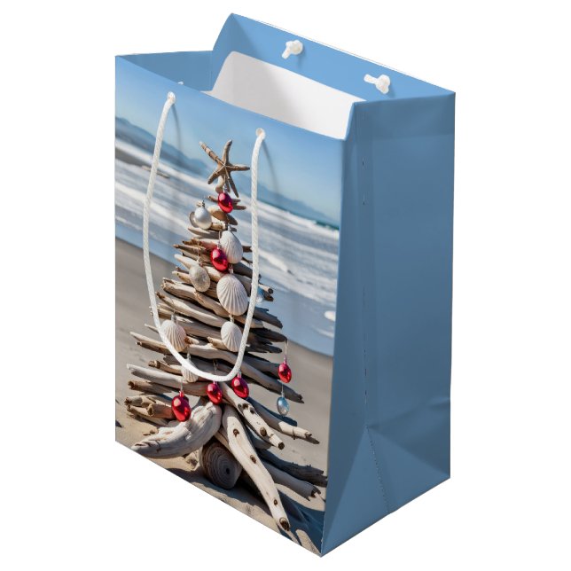 Driftwood Christmas Tree Medium Gift Bag (Front Angled)