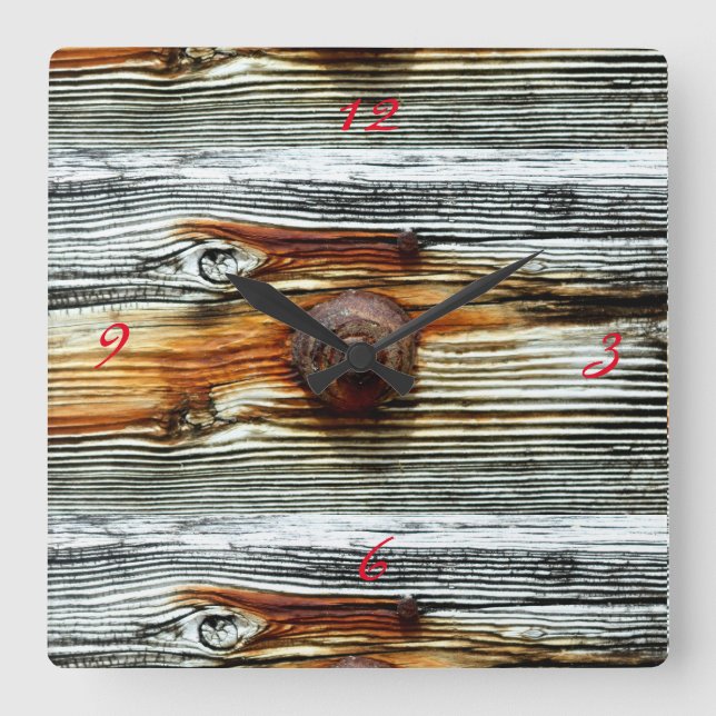 driftwood grey boards Thunder_Cove Square Wall Clock (Front)