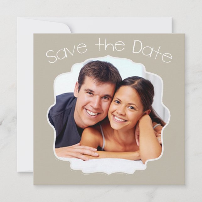 Driftwood Grey Yellow Photo Modern Save the Date (Front)