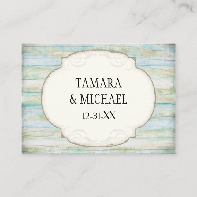 Driftwood Ocean Beach Coastal Seashore Wedding Place Card (Front)