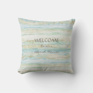 Driftwood Ocean Beach House Coastal Seashore Cushion
