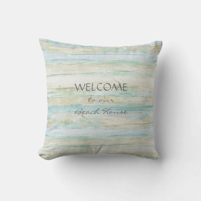 Driftwood Ocean Beach House Coastal Seashore Cushion (Front)