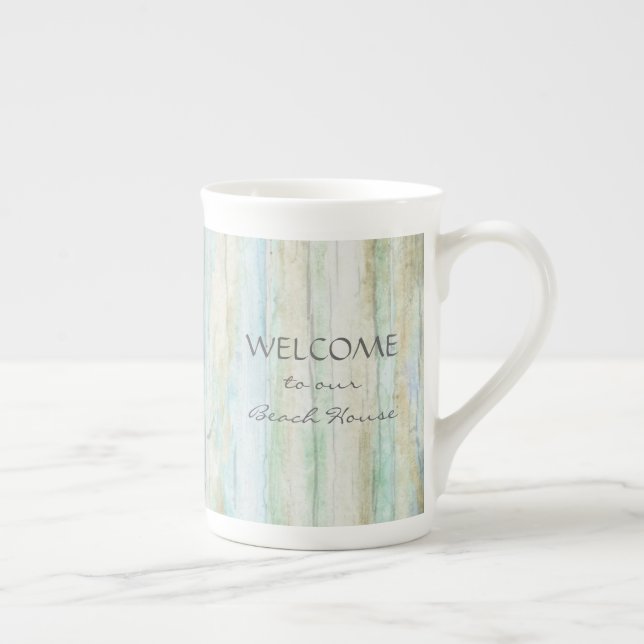 Driftwood Ocean Beach House Coastal Seashoredriftw Bone China Mug (Right)