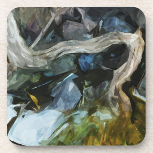 Driftwood on River Rocks Abstract Impressionism Coaster