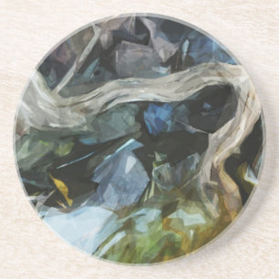 Driftwood on River Rocks Abstract Impressionism Coaster