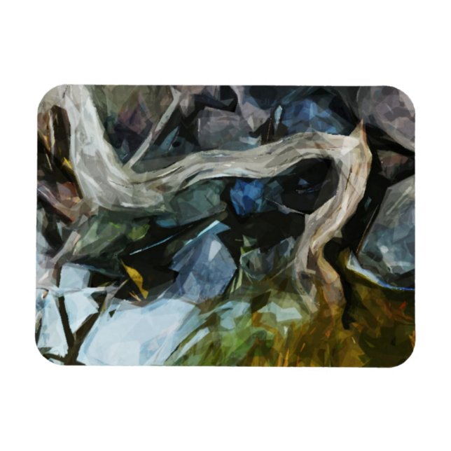 Driftwood on River Rocks Abstract Impressionism Magnet (Horizontal)