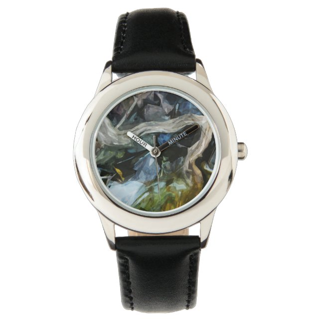 Driftwood on River Rocks Abstract Impressionism Watch (Front)