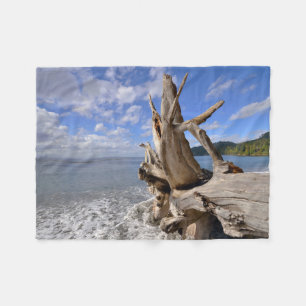 Driftwood On The Shoreline Of French Beach Fleece Blanket