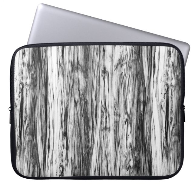 Driftwood pattern - black, white and grey laptop sleeve (Front)