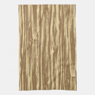 Driftwood pattern - cocoa brown and tan tea towel