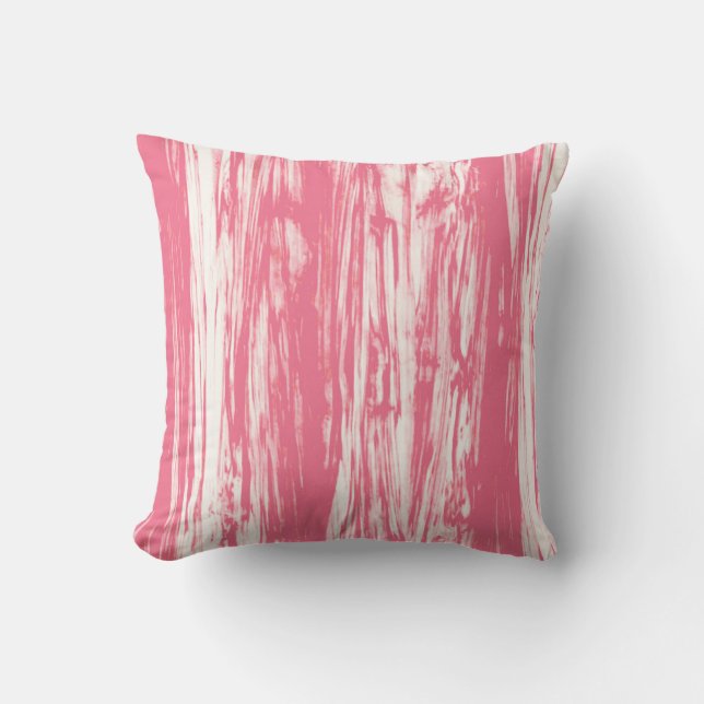 Driftwood pattern - coral pink and white cushion (Front)