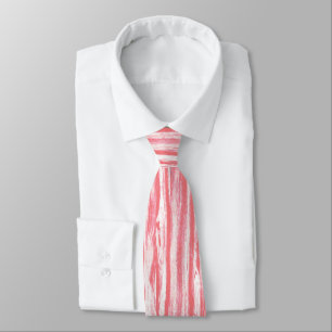Driftwood pattern - coral pink and white tie