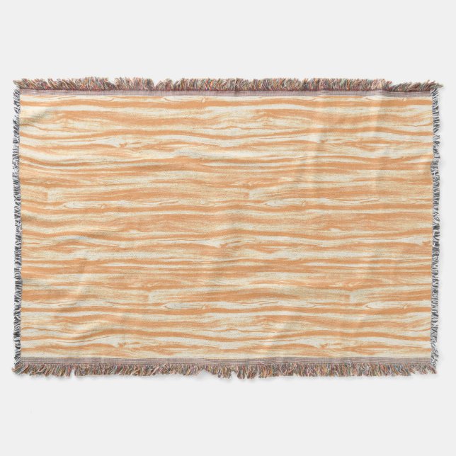 Driftwood pattern - light orange and cream throw blanket (Front)