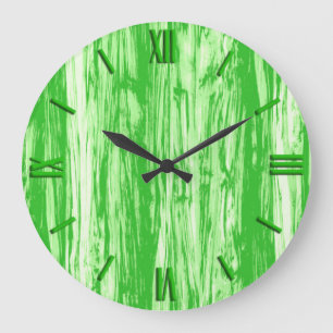 Driftwood pattern - lime green and white large clock