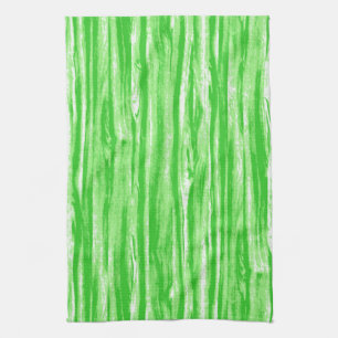 Driftwood pattern - lime green and white tea towel