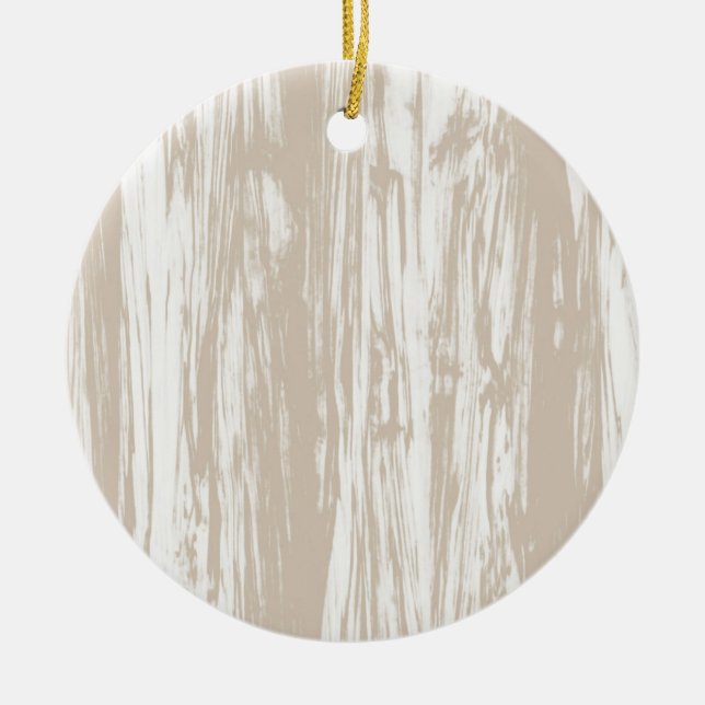 Driftwood pattern - taupe tan and white ceramic tree decoration (Front)