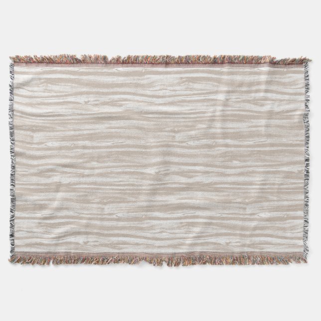 Driftwood pattern - taupe tan and white throw blanket (Front)