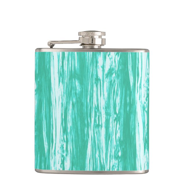 Driftwood pattern - turquoise and white hip flask (Front)