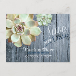 Driftwood Succulent Cactus Wedding Save the Date Announcement Postcard