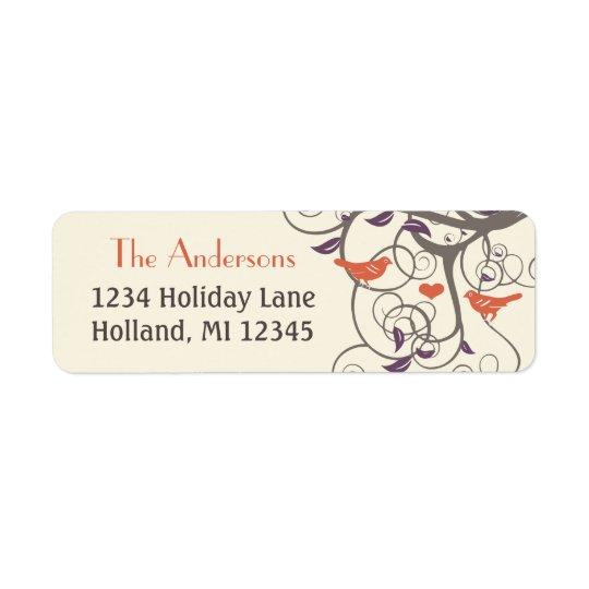 Driftwood Tree Orange Lovebird Return Address Return Address Label