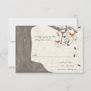 Driftwood Tree Swirl Love Birds Wedding RSVP
