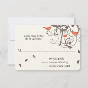 Driftwood Tree Swirl Love Birds Wedding RSVP
