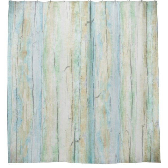 Driftwood Watercolor Beach Coastal Rustic Wood Art Shower Curtain (Front)