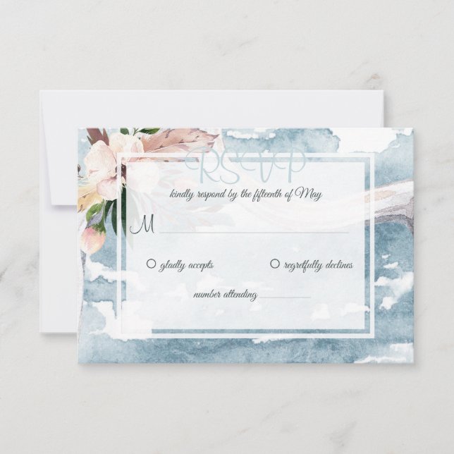 Driftwood Watercolor Beach Wedding RSVP Invitation (Front)