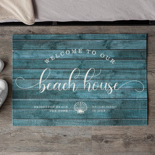 Driftwood WELCOME TO OUR Beach House Script Custom Doormat