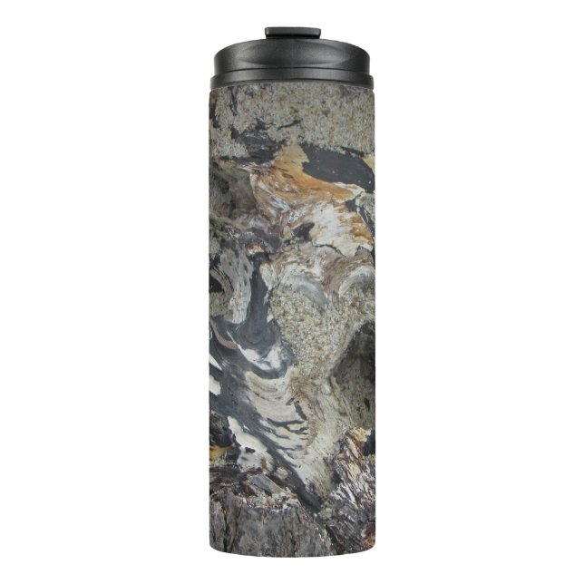 Driftwood Woodgrain Pattern Photo Beach Nature Thermal Tumbler (Front)