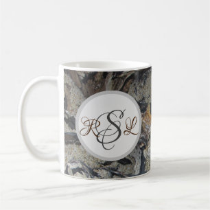 Driftwood Woodgrain Photo Fancy Initial Nature Coffee Mug