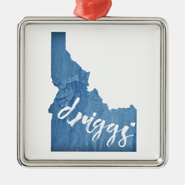 Driggs Idaho Wood Grain Metal Tree Decoration (Front)