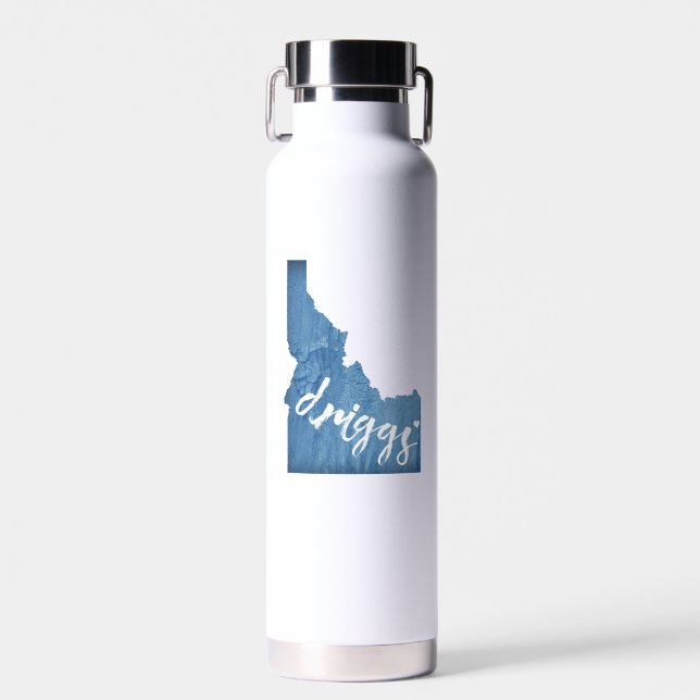 Driggs Idaho Wood Grain Water Bottle (Front)