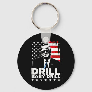 Drill baby drill american 2025 trump president fla key ring