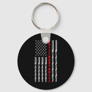 Drill Baby Drill American Flag Patriotic Donald Tr Key Ring
