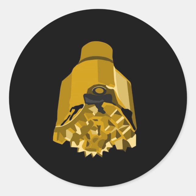 drill bit black classic round sticker (Front)