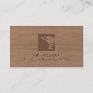 Drill Carpentry Faux Wooden Grain Business Cards