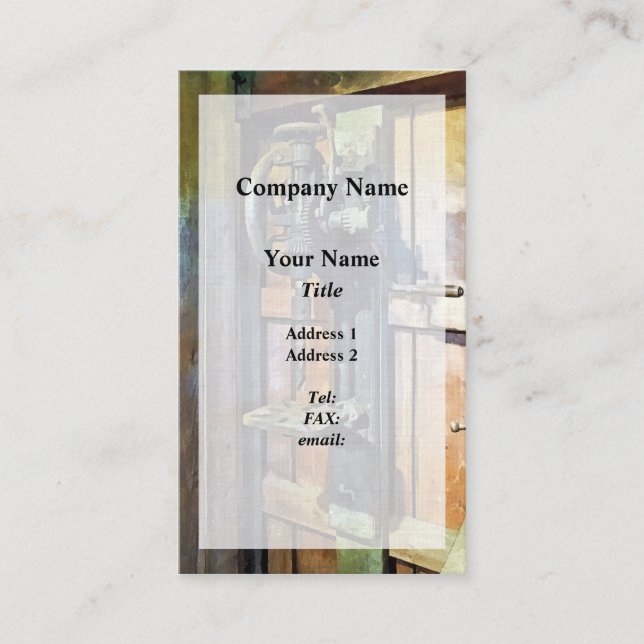 Drill Press in Shop Business Card (Front)